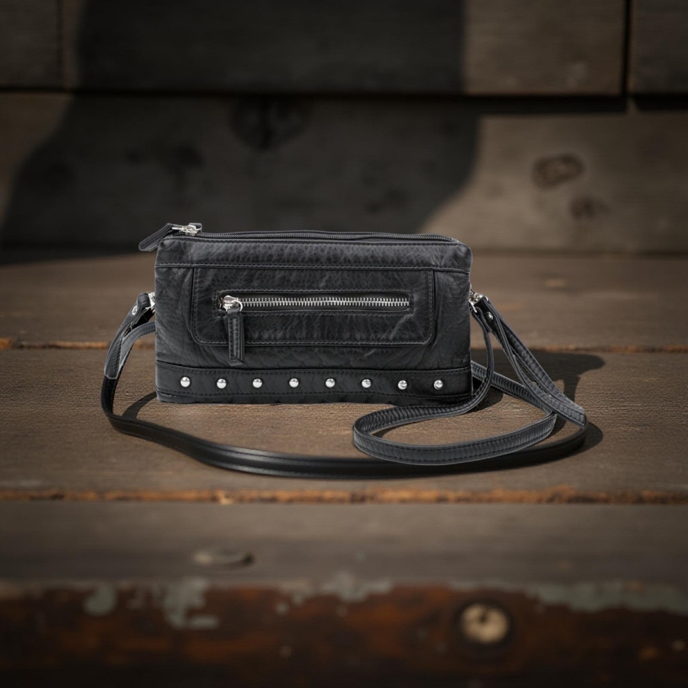 New Ampere Creations Vegan Leather Wristlet with dust bag in black